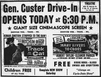 Bel-Aire Twin Drive In - General Custer Drive-In Grand Opening Ad 5-25-55